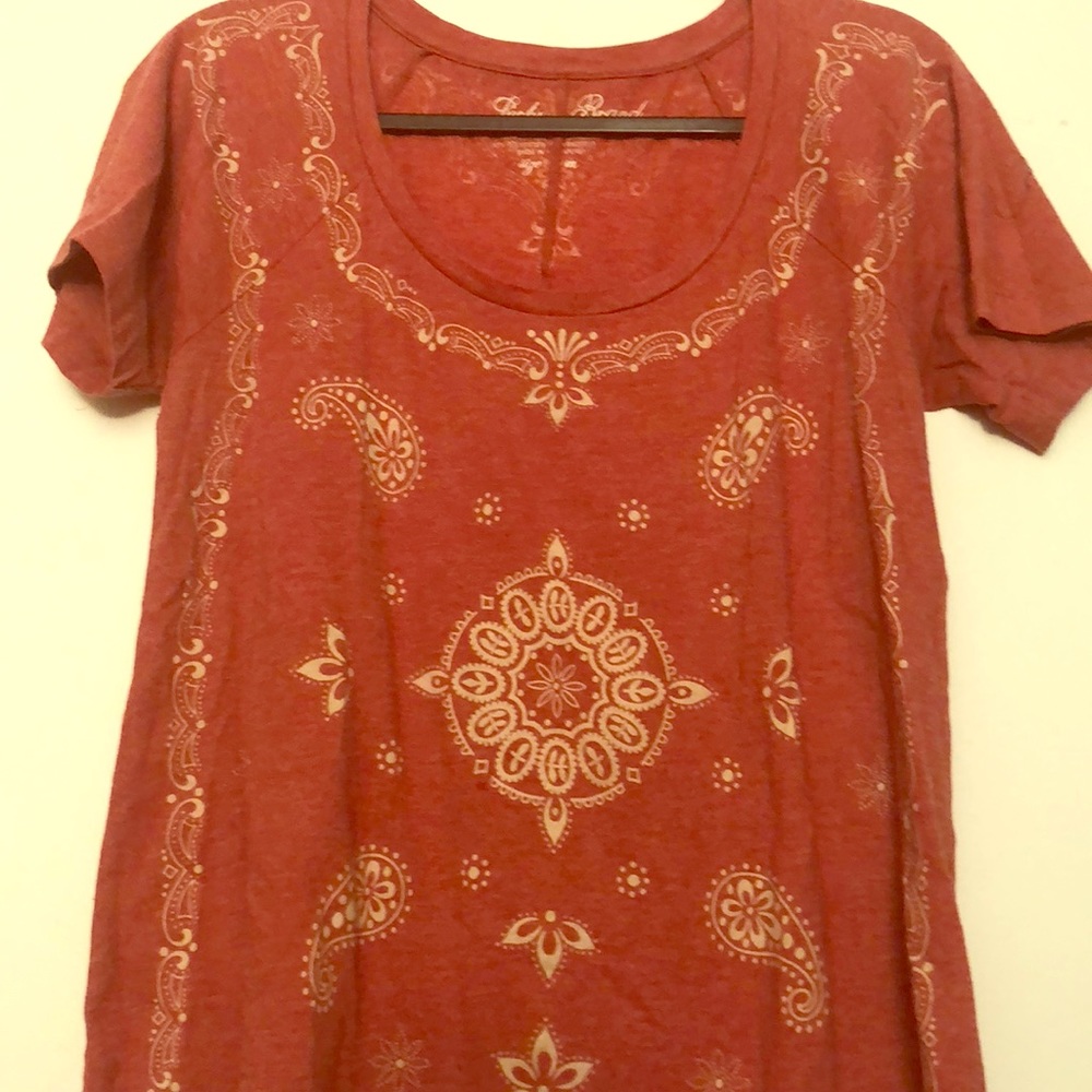 Orange Lucky Brand Bandana Print Tee